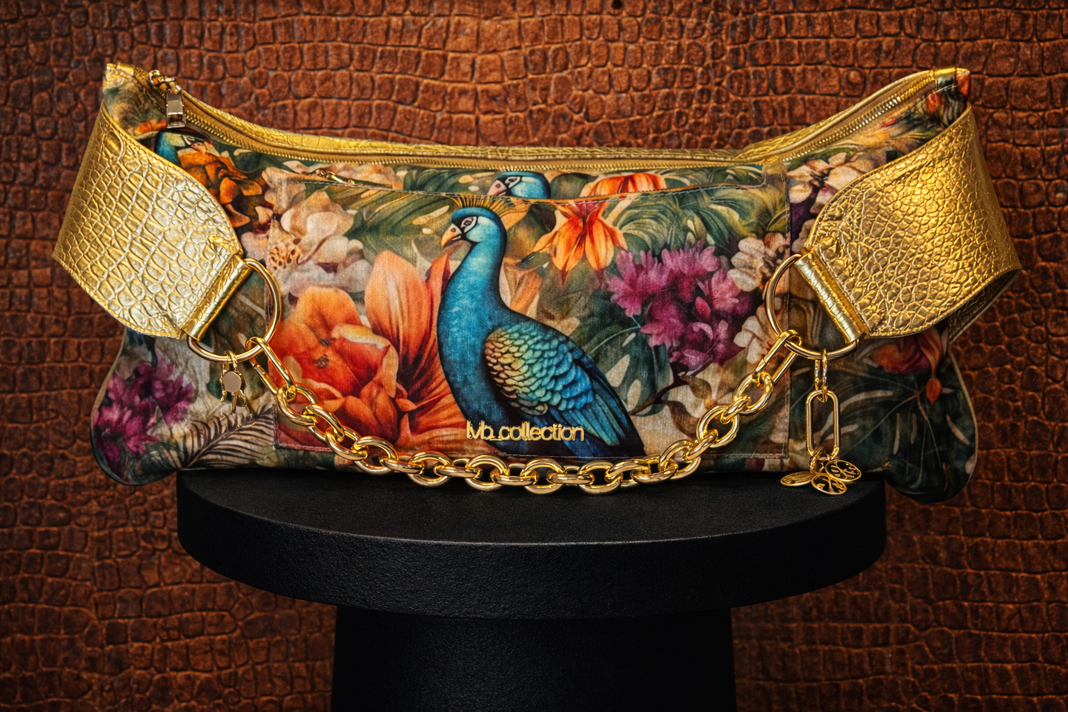 Elan gold peacock design
